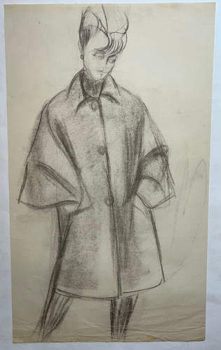Manteau femme portrait dessin - manteau,
