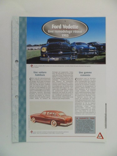 Carte fiche auto ford vedette - auto,