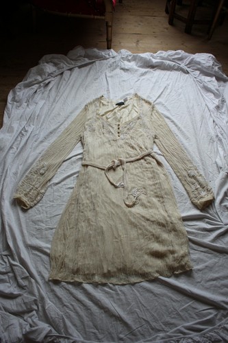 Antik batik robe crème - batik,