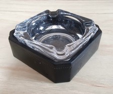 CENDRIER VIDE POCHE CUIR VERRE DESIGN 50 ART DECO era ADNET HERMES DUPRE LAFON