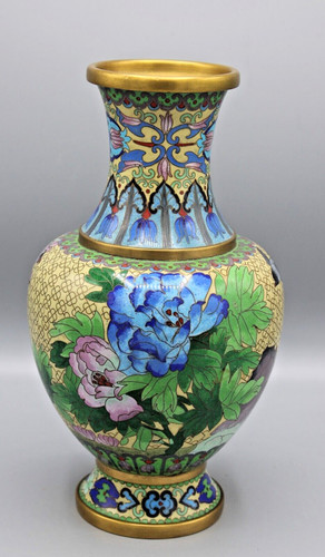 Ancien vase emaux cloisonnes - vase,