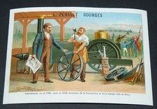 CHROMO 1889-1895 PENAULT BOURGES INVENTIONS STEPHENSON LOCOMOTIVE LAMPE DAVY