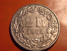 SUISSE. 2 FRANCS 1968.B.