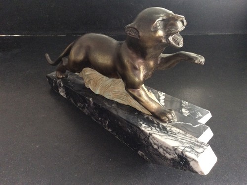 Sculpture panthere patine - sculpture,