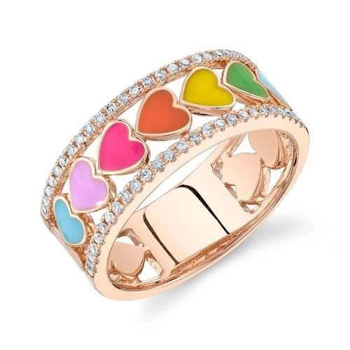 14k rose diamant coeur - diamant,