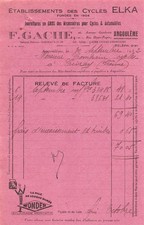 1932  ETAB DES CYCLES ELKA F GACHE A ANGOULEME - M COMPAIN A CIVRAY