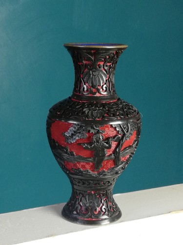 Vase ancien bois cynabre - bois,