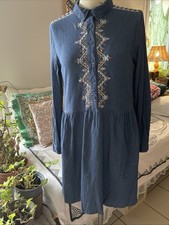 Chemise tunique denim brodée