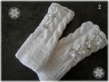 mitaines femme laine  blanche