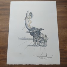 Grande Lithographie d'après Dali "Fille sur corne de rhinocéros"
