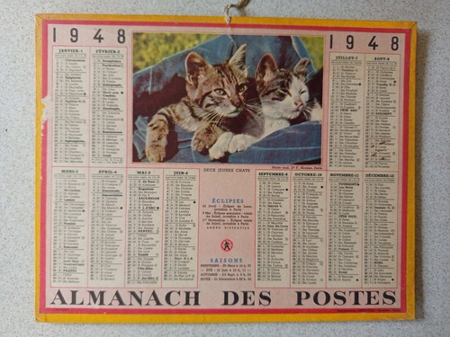 Calendrier postes 1948 - -, chat