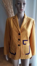 Luca di Firenze * blazer * veste * 100% laine * jaune maïs * 42 M/L * patchs de manches à carreaux *