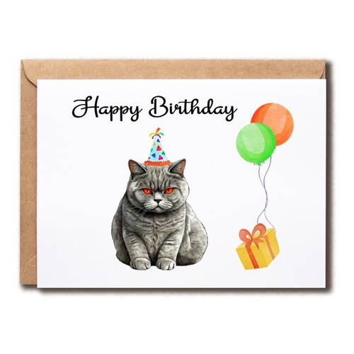 Happy cat card british - -,