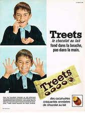PUBLICITE ADVERTISING 044  1965  TREETS   confiserie chocolat enrobé de cacahuèt