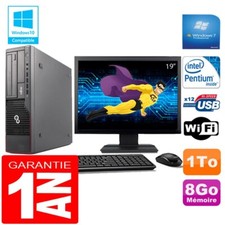PC Fujitsu Esprimo E700 E90+ SFF Intel G840 8Go Disque 1 To Wifi W7 Ecran 19"