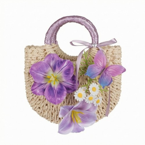 Sac paille floral - en,