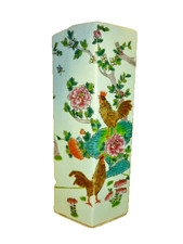 vase  HEXAGONAL CHINOIS décor au coq