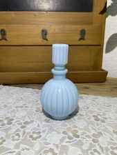 Ancien Flacon de Parfum Vintage en Opaline Opaque Bleue Bouteille Eau de Cologne