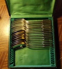 16 couverts en métal argenté 84g, modèle Filet, Perrin - Bon état