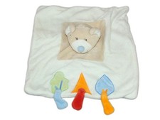 Doudou plat ours blanc beige