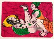 Tenture Kamasutra Batik - Miniature Érotique Indienne -Décor Love Room # 25828