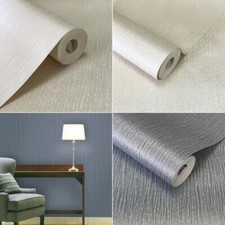 Papier Peint Métallique Linéaire Roma Par WoW Vinyle Texturé - 3 Couleurs