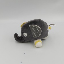 Doudou éléphant noir gris blanc jaune Babyfan SAUTHON - 34099