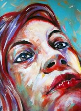 Peinture portrait Fille aux cheveux rouges tableau femme art déco maison Pop Art