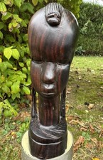 Buste Africain sculpté en bois – Art tribal d’Afrique de l’Ouest – 18 cm