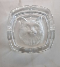 🌟Superbe Cendrier En Cristal Motif Chat Excellent Etat - Envrion 13x13 Cm🌟