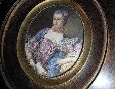 Tableau Peinture Miniature Mme De Pompadour École Française