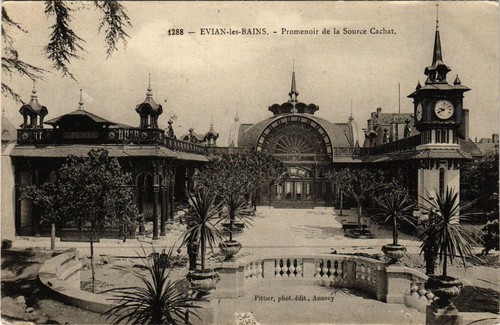 Cpa evian les - evian-les-bains, promenoir