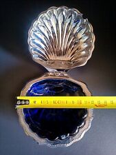 Élégant Beurrier/Coupe à Caviar Vintage en Forme de Coquille avec Insert en Verr