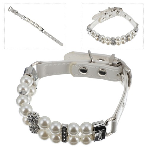 Collier perles cuir pu - collier,