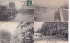 Lot de 4 cartes postales anciennes postcard PARIS 1910 crue de la seine E.L.D 25