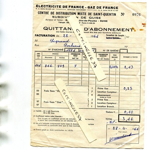 Facture quittance edf gdf - quittance,