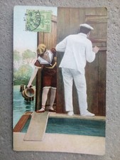 Cpa femme homme cabine de