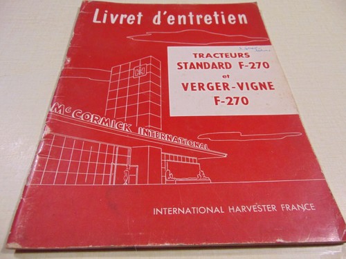 Livret entretien tracteur - entretien, f