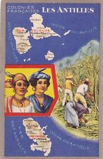 Carte postale COLONIES FRANCAISES ANTILLES MARTINIQUE GUADELOUPE édit lion noir