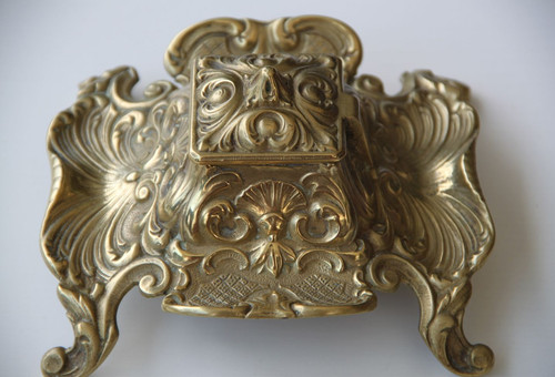 Inkwell ancien encrier - ancien, bronze