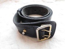 GENDARMERIE MOBILE : CEINTURON EN CUIR AVEC BOUCLE DOREE 120cm de long 