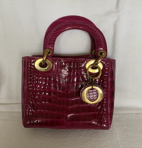 Sac lady dior crocodile - lady, rose
