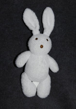 ?Doudou Lapin HACHETTE LIVRE Blanc Yeux Nez Brodés Marron Brun 15 / 22 Cm TTBE