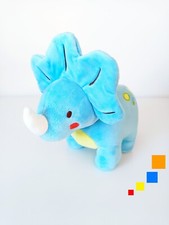 Peluche/Doudou Tricératops Dinosaure Bleu Vert Blanc Corne 30*25cm Sergent Major