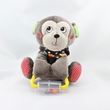 Doudou singe marron rouge vert pois hochet NICOTOY - 18355