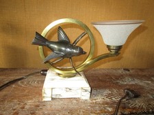 Jolie lampe de chevet Art Déco en marbre et régule patine noire