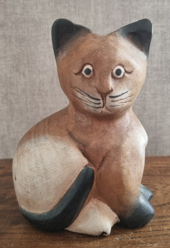 Figurine chat assis - assis, bois