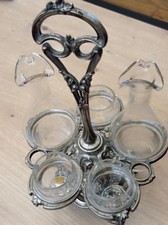 Ancien huilier vinaigrier Art Nouveau – métal argenté & verre – 30 cm / 1,5 kg 