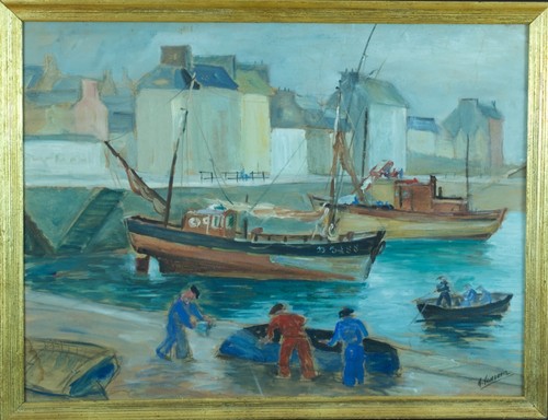 Modern painting navy brittany - navy,