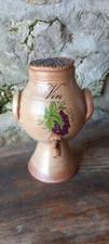 vintage handmade & hand painted 1L French red wine pot with wooden tap